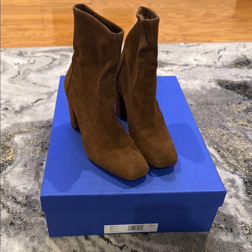 Stuart Weitzman Caressa 80 coffee Brown Suede Women's Ankle Boots 6.5
